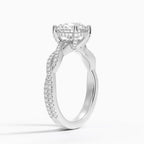 18K Solid Gold Twisted Pavé Hidden Halo Round Lab Diamond Ring