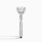 18K Solid Gold Twisted Pavé Hidden Halo Round Lab Diamond Ring
