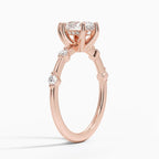 Pear Cut Accent Station Engagement Ring in Solid Gold