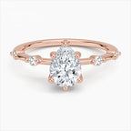 Pear Cut Accent Station Engagement Ring in Solid Gold