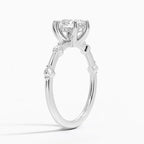 Pear Cut Accent Station Engagement Ring in Solid Gold