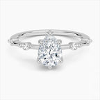 Pear Cut Accent Station Engagement Ring in Solid Gold