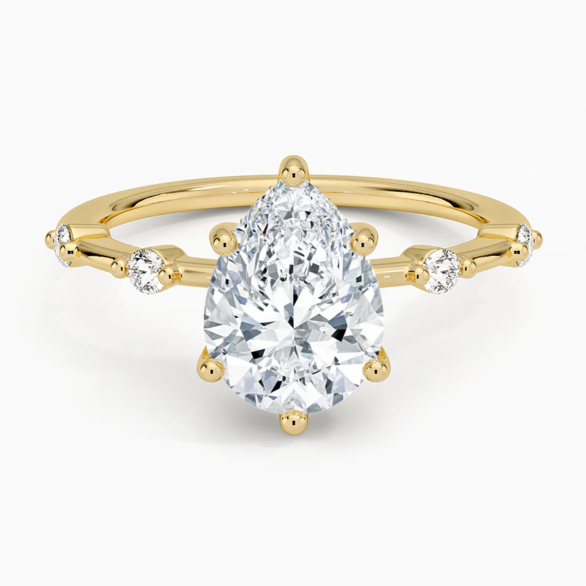 Taleen Unique Lab Grown Diamond Engagement Ring in 18k Gold - Pear
