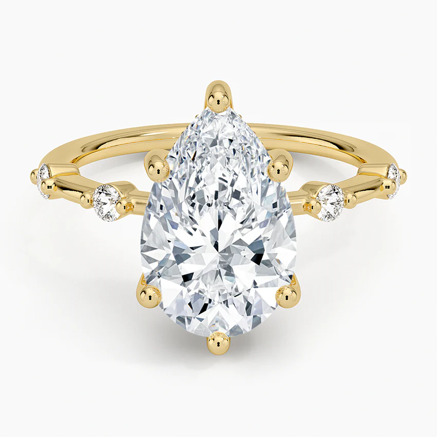 Taleen Unique Lab Grown Diamond Engagement Ring in 18k Gold - Pear