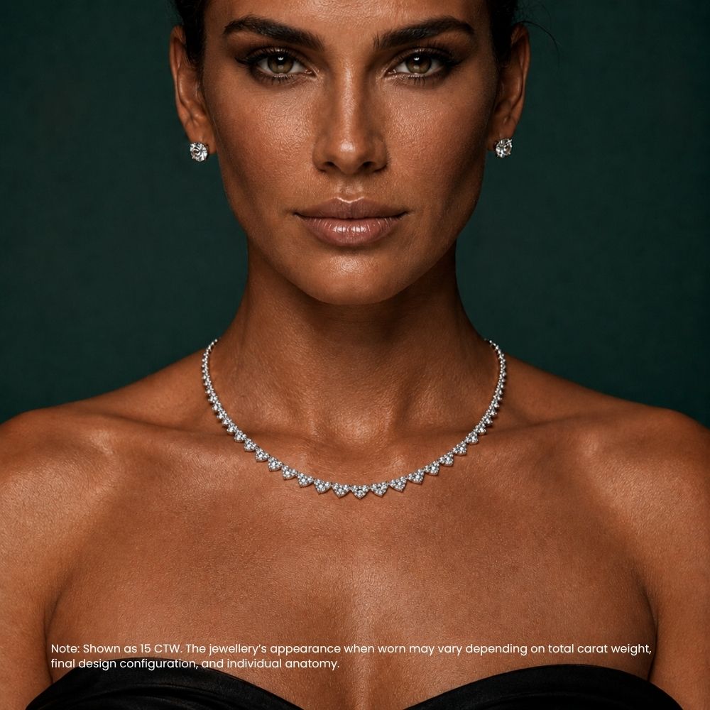 Heart Cut Diamond Eternity Tennis Necklace