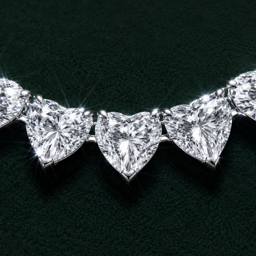 Heart Cut Diamond Eternity Tennis Necklace
