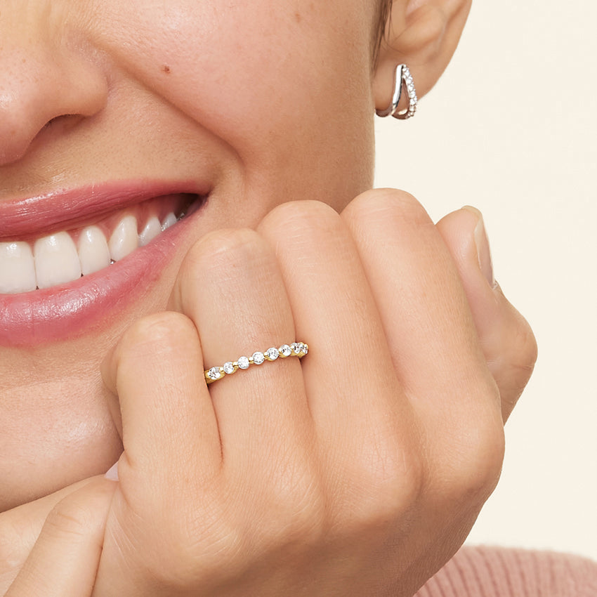 Half Eternity Lab Grown Diamond Ring Band 18K Gold - Reverie