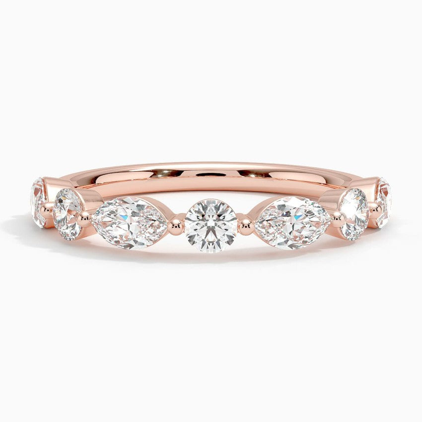 Half Eternity Lab Grown Diamond Ring Band 18K Gold - Reverie