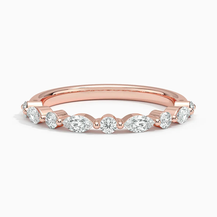 Half Eternity Lab Grown Diamond Ring Band 18K Gold - Reverie
