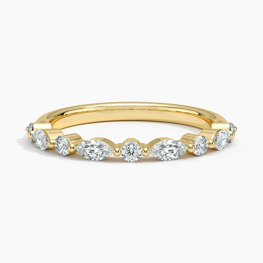 Half Eternity Lab Grown Diamond Ring Band 18K Gold - Reverie
