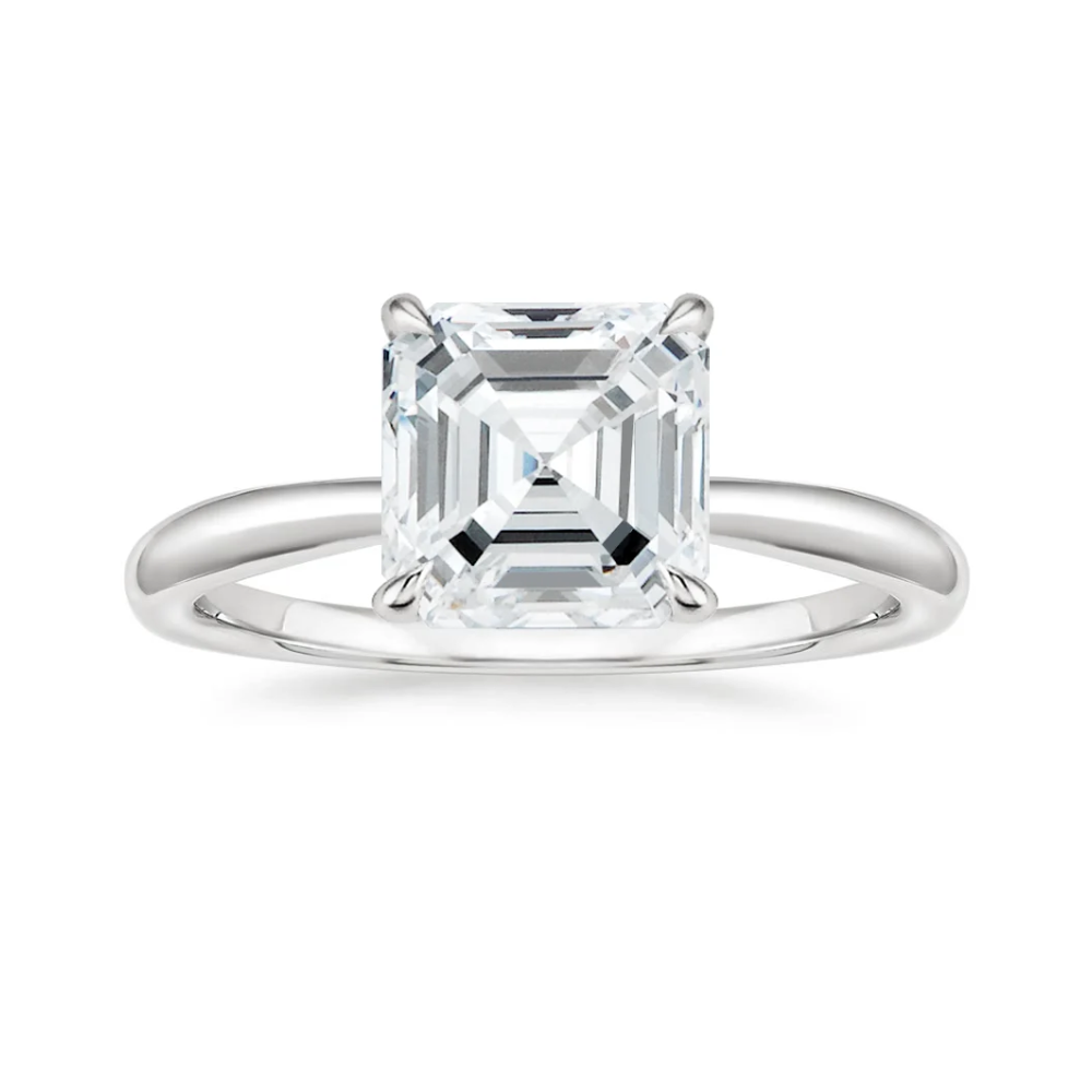 18K Solid Gold Antoinette Asscher Wedding Ring Set