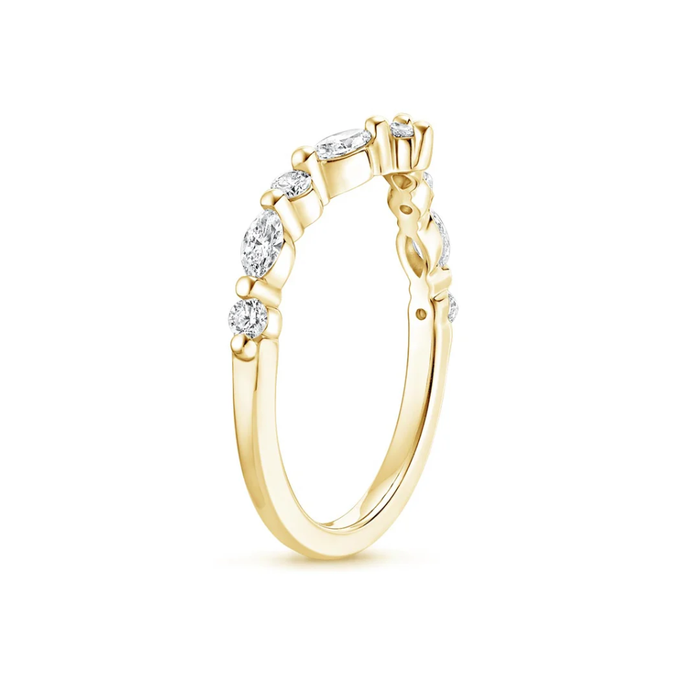 18K Solid Gold Antoinette Asscher Wedding Ring Set
