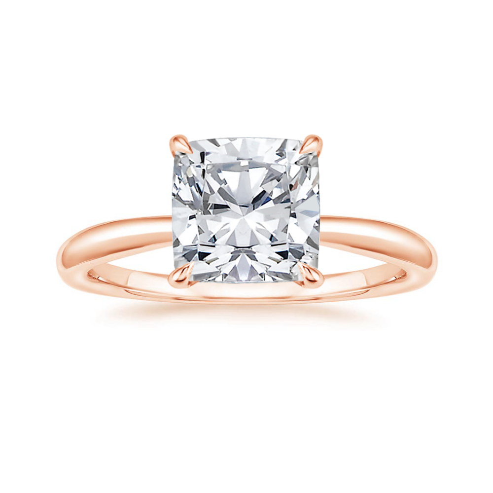 18K Solid Gold Antoinette Cushion Engagement Ring Set