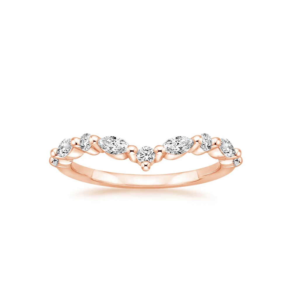 18K Solid Gold Antoinette Cushion Engagement Ring Set