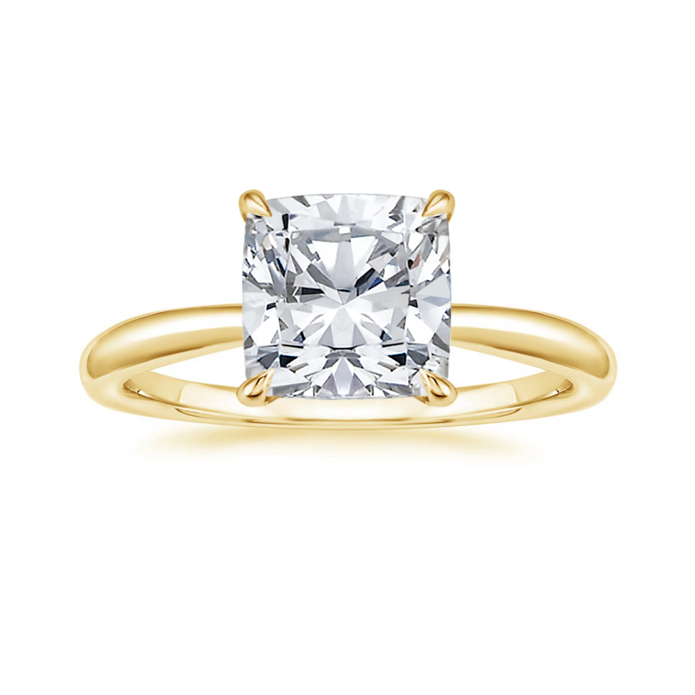 18K Solid Gold Antoinette Cushion Engagement Ring Set
