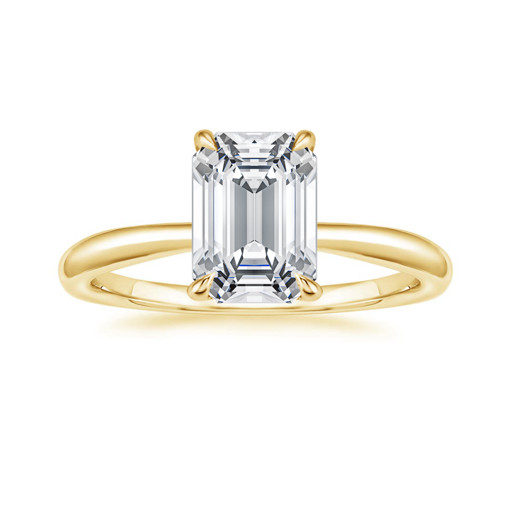 18K Solid Gold Antoinette Emerald Lab Diamond Ring Set