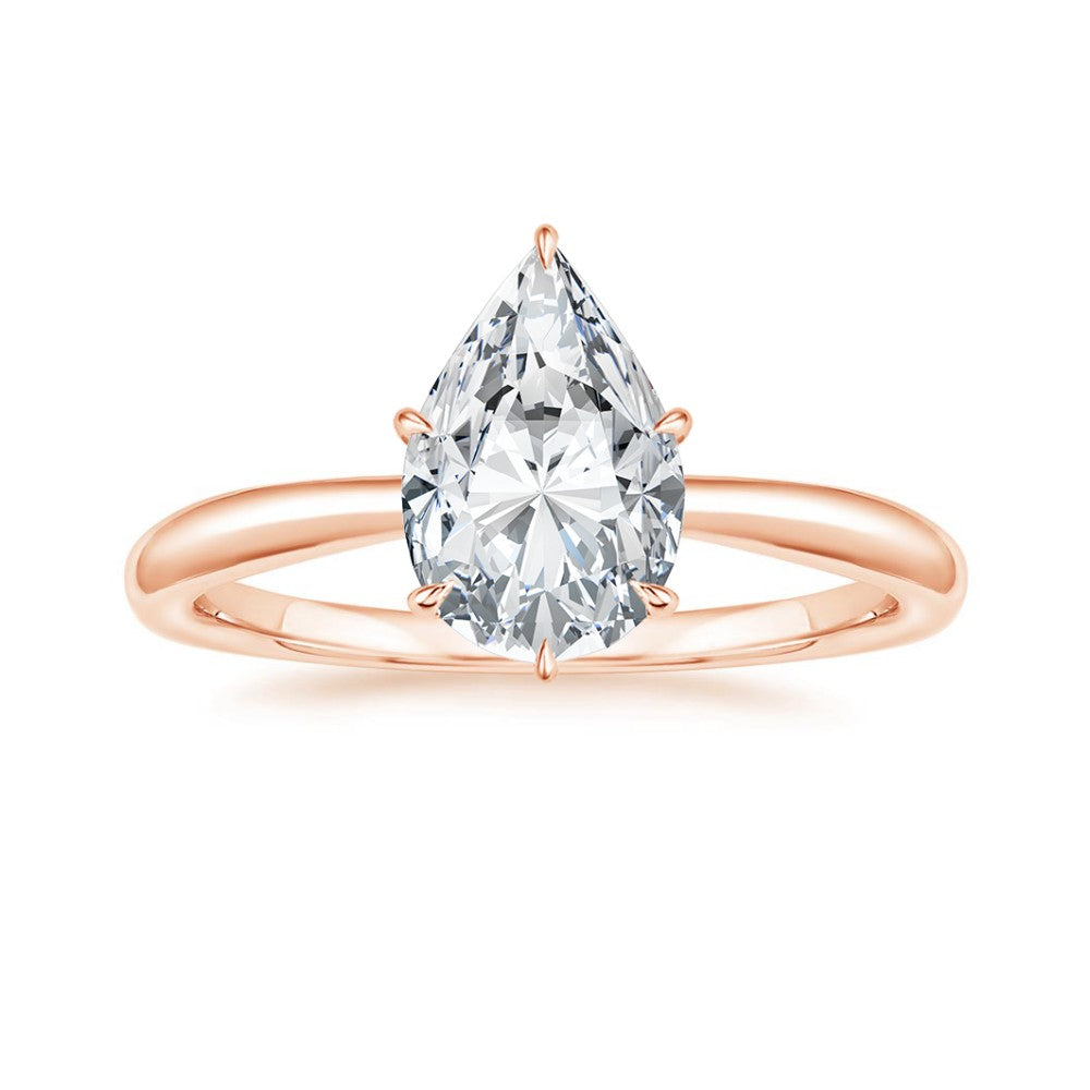 Pear Cut Solitaire & Marquise Contour Wedding Ring Set in Solid Gold