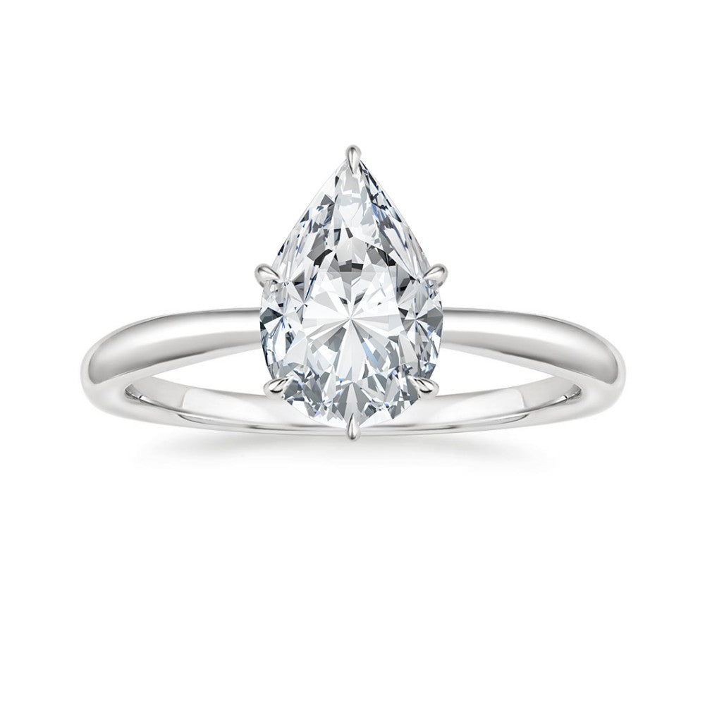 Pear Cut Solitaire & Marquise Contour Wedding Ring Set in Solid Gold