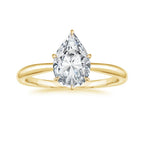 Pear Cut Solitaire & Marquise Contour Wedding Ring Set in Solid Gold