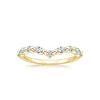 Pear Cut Solitaire & Marquise Contour Wedding Ring Set in Solid Gold