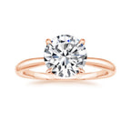 Round Cut Solitaire with Curved Marquise Diamond Chevron Bridal Ring Set in Solid Gold