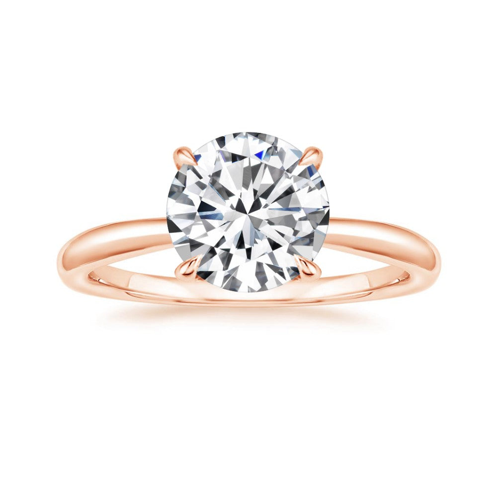 Round Cut Solitaire with Curved Marquise Diamond Chevron Bridal Ring Set in Solid Gold