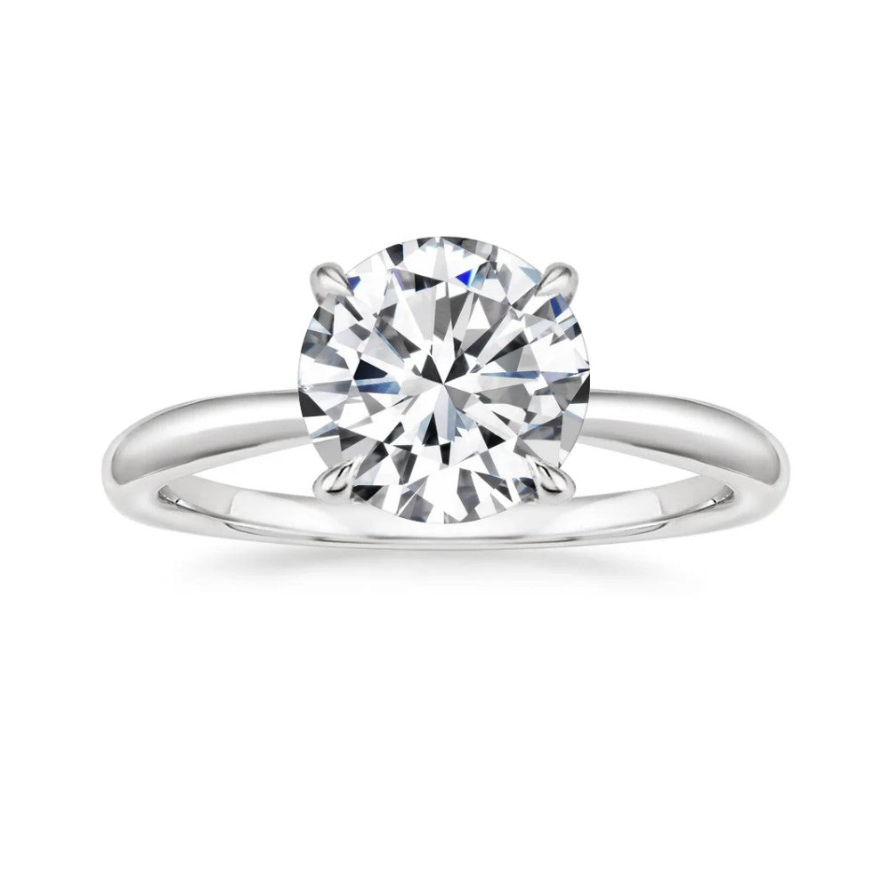 Round Cut Solitaire with Curved Marquise Diamond Chevron Bridal Ring Set in Solid Gold