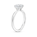 Round Cut Solitaire with Curved Marquise Diamond Chevron Bridal Ring Set in Solid Gold