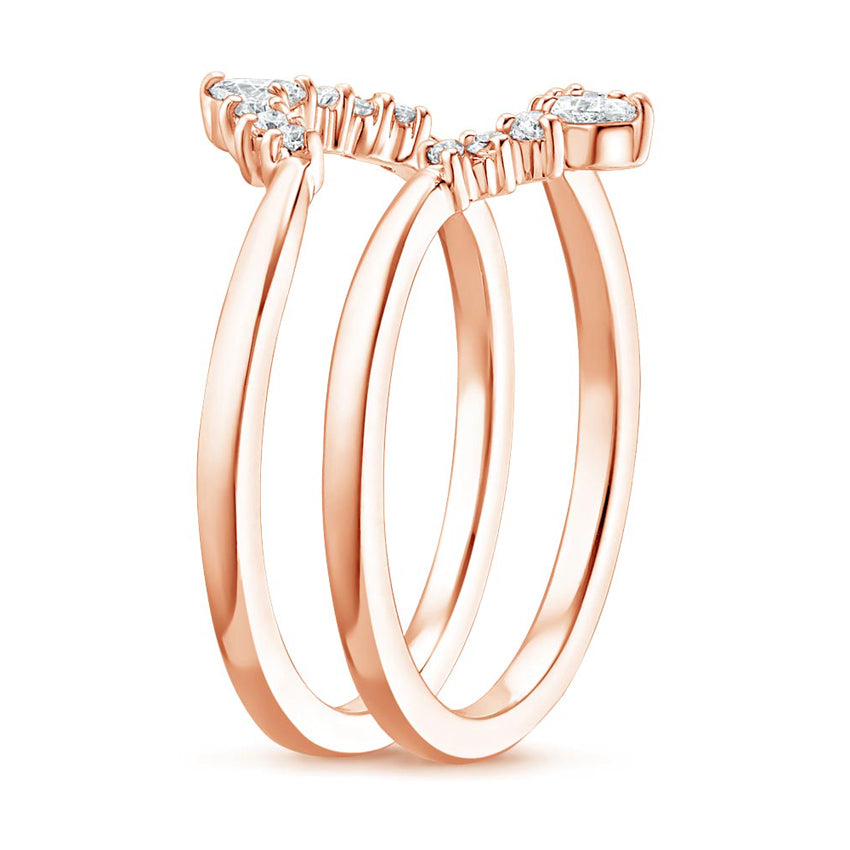 Pear Cut Tiara Curved Diamond Ring Jacket Enhancer Guard in Solid Gold⁠