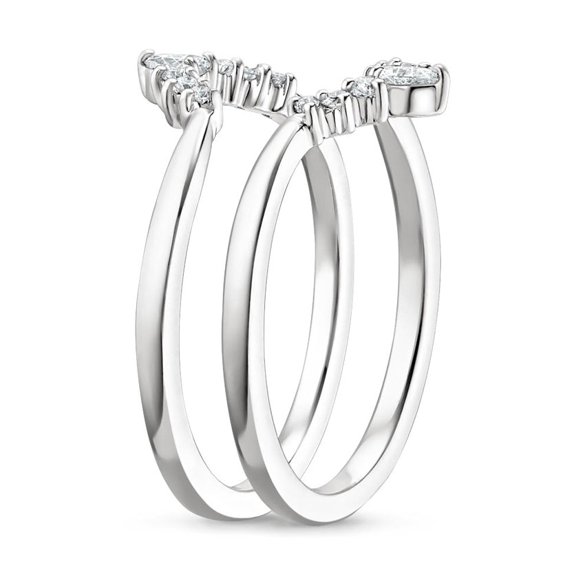 Pear Cut Tiara Curved Diamond Ring Jacket Enhancer Guard in Solid Gold⁠