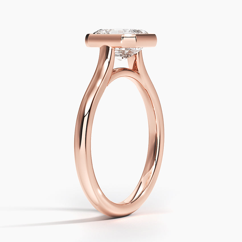 18K Solid Gold Asscher Bezel Lab Grown Diamond Ring