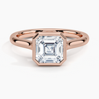 18K Solid Gold Asscher Bezel Lab Grown Diamond Ring