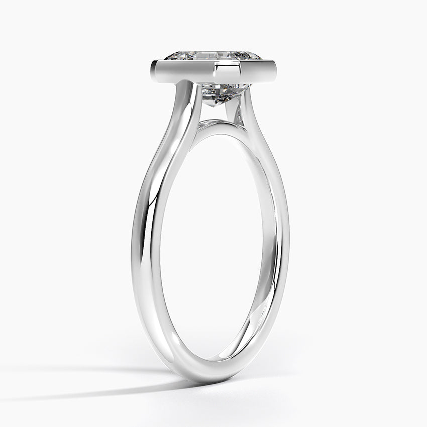 18K Solid Gold Asscher Bezel Lab Grown Diamond Ring
