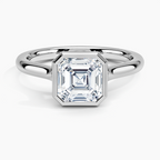 18K Solid Gold Asscher Bezel Lab Grown Diamond Ring