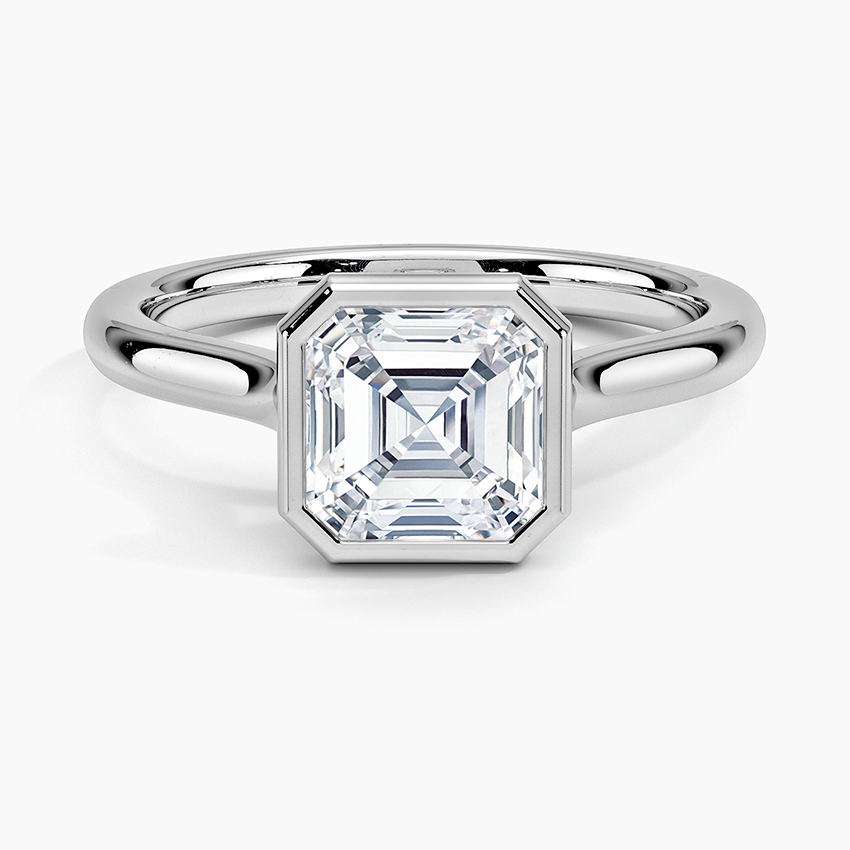 18K Solid Gold Asscher Bezel Lab Grown Diamond Ring