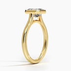 18K Solid Gold Asscher Bezel Lab Grown Diamond Ring