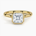 18K Solid Gold Asscher Bezel Lab Grown Diamond Ring