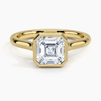 18K Solid Gold Asscher Bezel Lab Grown Diamond Ring