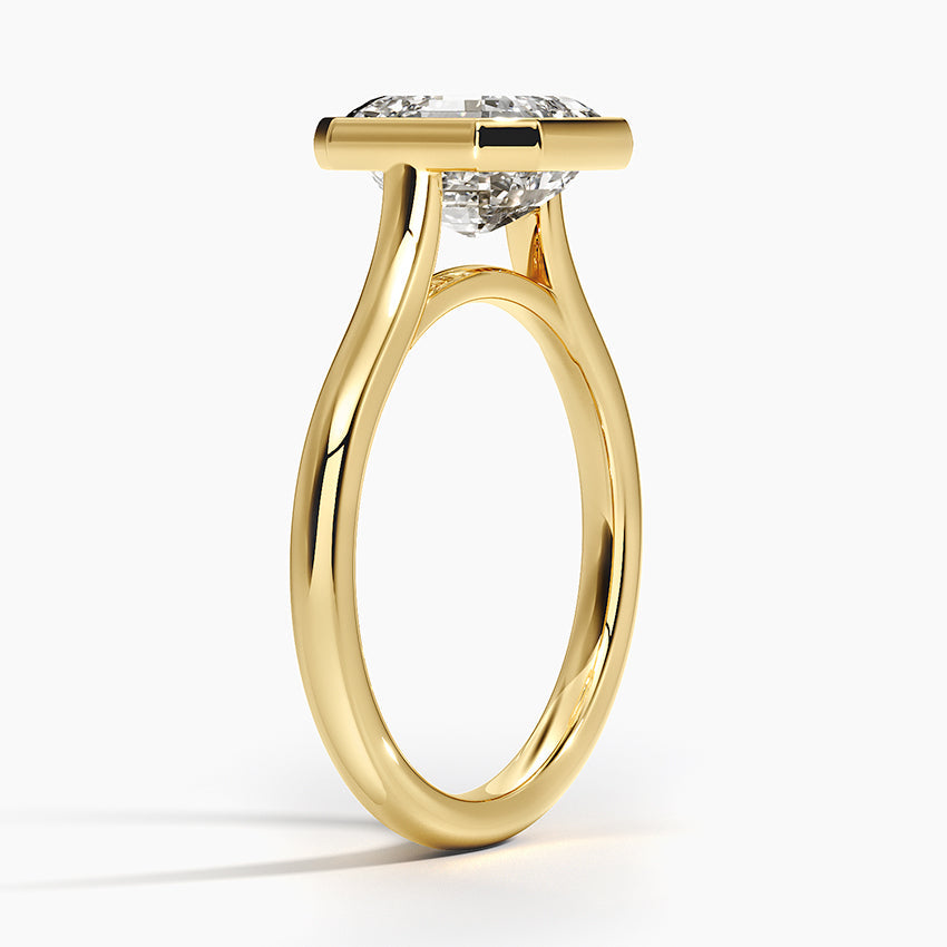 Bezel Lab Grown Diamond Engagement Ring 18K Gold - Asscher