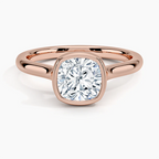 18K Solid Gold Cushion Bezel Diamond Engagement Ring