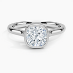 18K Solid Gold Cushion Bezel Diamond Engagement Ring