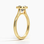 18K Solid Gold Cushion Bezel Diamond Engagement Ring