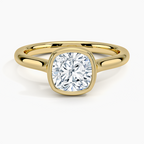 18K Solid Gold Cushion Bezel Diamond Engagement Ring
