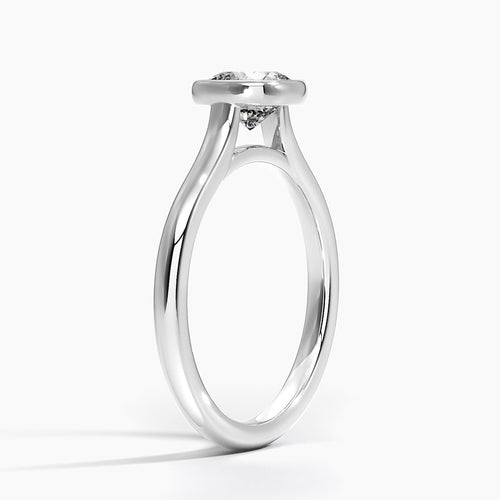 Bezel Lab Grown Diamond Engagement Ring 18K Gold - Cushion