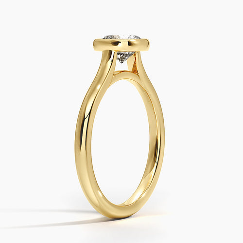 Bezel Lab Grown Diamond Engagement Ring 18K Gold - Cushion