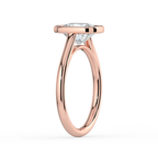 18K Solid Gold Elongated Cushion Bezel Lab Grown Diamond Ring