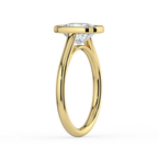 18K Solid Gold Elongated Cushion Bezel Lab Grown Diamond Ring
