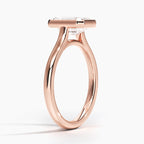 18K Solid Gold Emerald Bezel Diamond Engagement Ring
