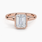18K Solid Gold Emerald Bezel Diamond Engagement Ring