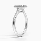 18K Solid Gold Emerald Bezel Diamond Engagement Ring